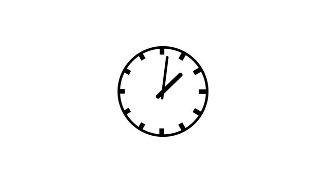 Minimalist Analog Clock Face Animation Showing Rapid Time Passing on a Clean White Background