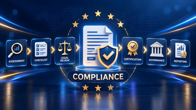 Corporate Compliance Workflow And Assessment Steps Infographic Concept