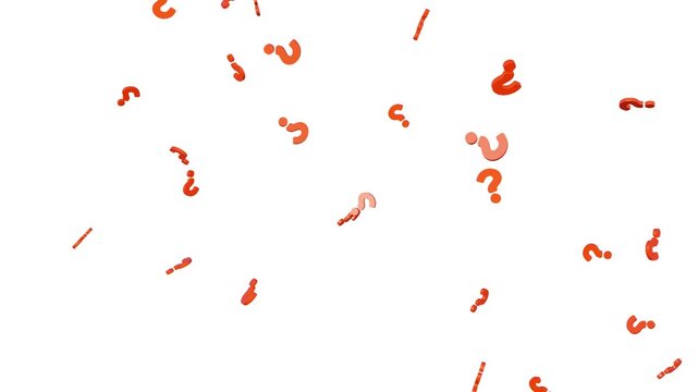 Red Question Mark Icon Animation on White Screen, 3D Question Mark Symbol with Smooth Motion Graphic Effect