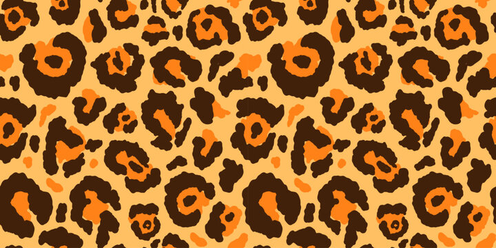 Vector hand-drawn abstract seamless pattern, leopard print  skin with irregular organic spots, background and texture with a playful, bold and contemporary aesthetic