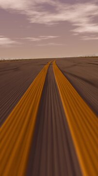 Vertical video: Pushing cam filming yellow ridges receding to horizon across plain