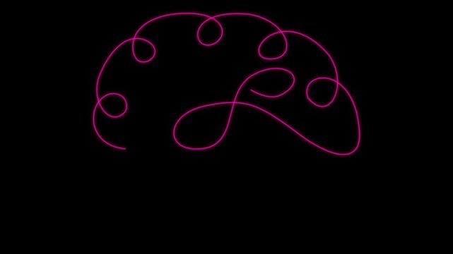 one line brain design on black background. one line drawing of human brain for psychology mental health creative thinking and medical neurology concept animation. 4k video.