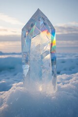 Fototapeta premium Prismatic Ice Crystal in Arctic Landscape
