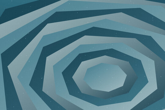 Prussian blue abstract background with fine grain, curved apertures, repeating geometric pattern, teal accents, and speckled dusty texture