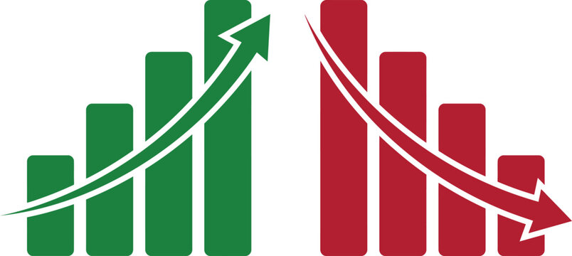 Green and Red Up Down Financial Trend Arrow Chart Icons