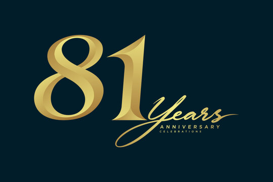 81 Years Anniversary Elegant Gold Number Logo on Dark Background