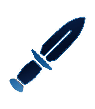 Blue combat dagger knife icon with sharp blade and handle , combat knife tactical knife isolated on a transparent background