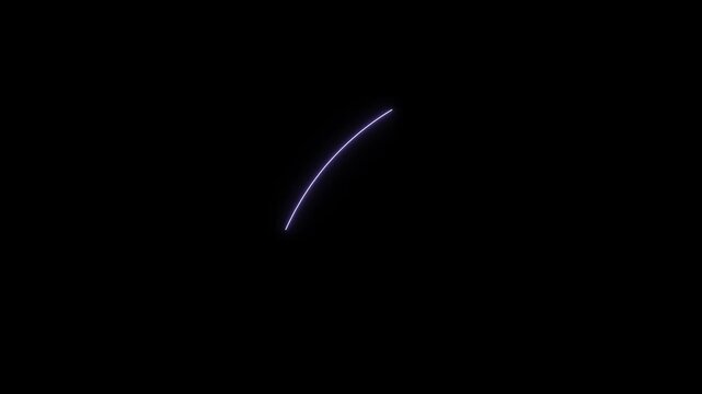 Purple Neon Curved Up Right Arrow Direction Icon Animation on Black Background