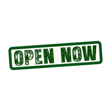 Open now vintage stamp style badge isolated transparent background isolated on transparent background