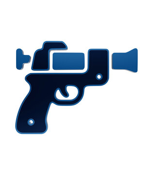 Futuristic ray gun or sci-fi blaster icon in a glossy blue neon style sci-fi gun futuristic space gun isolated on a transparent background