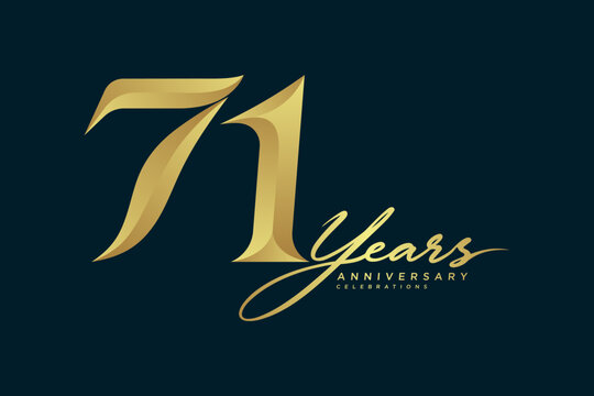 71 Years Anniversary Elegant Gold Number Logo with Calligraphy