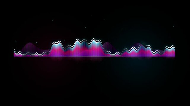 Cyberpunk audio spectrogram visualization with neon holographic waves for tech marketing