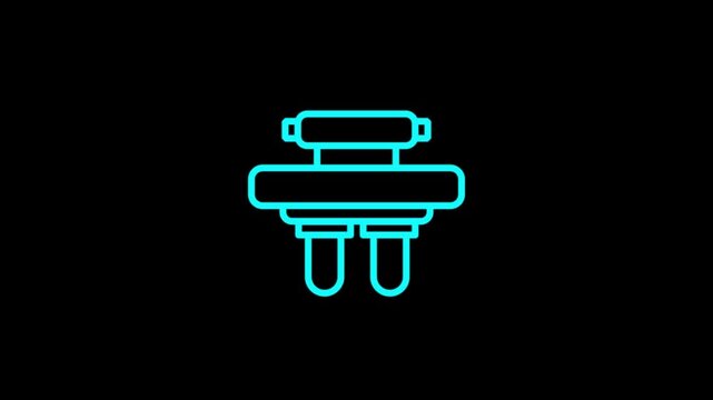water filter animated icon on black background