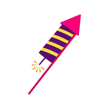 Diwali Firework Rocket Vector Illustration With Sparkler Ignited Fuse