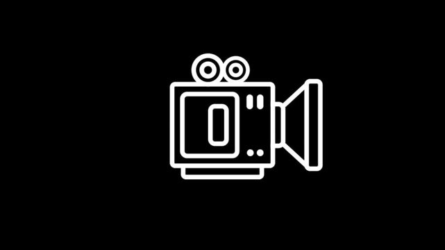 video camera animated icon on black background