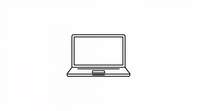 ノートパソコンのシンプルな線画アイコン
