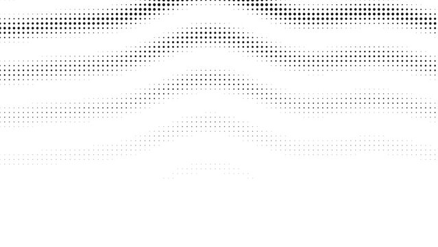 Minimalist black dotted halftone waves forming dynamic graphic patterns