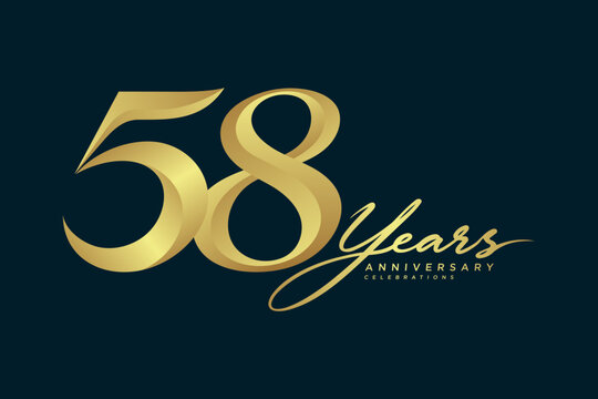 58 Years Anniversary Luxury Gold Number Logo on Dark Background