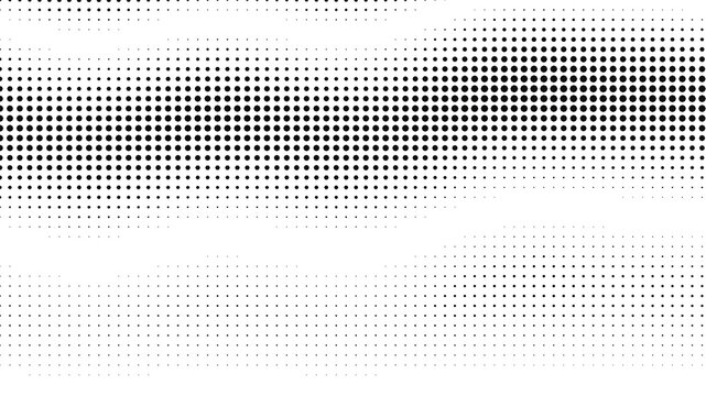 Monochrome halftone dot pattern design with abstract wavy lines