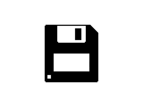 Vector illustration of a floppy disk icon in flat design style