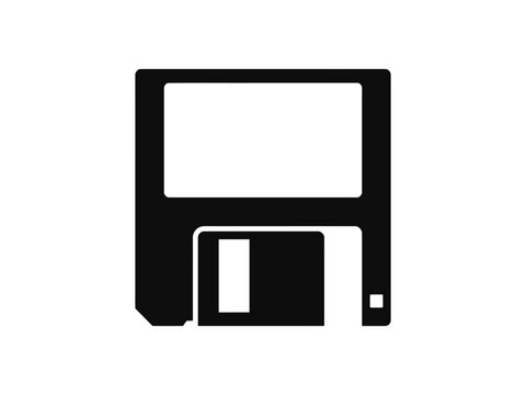 Vector illustration of a floppy disk icon in flat design style
