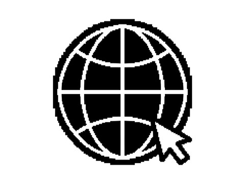 Vector illustration of a globe with a cursor, symbolizing global connectivity and online navigation