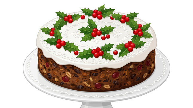 Christmas fruit cake illu&hellip; concept illustration with colorful elements for creative decoration and seasonal celebration isolated background