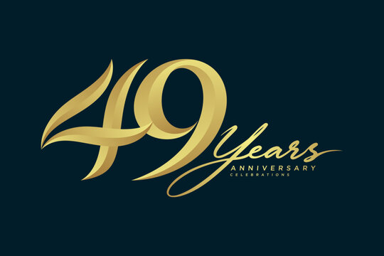 49 Years Anniversary Luxury Gold Number Logo on Dark Background