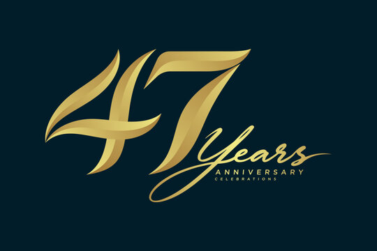 47 Years Anniversary Luxury Gold Number Logo on Dark Background