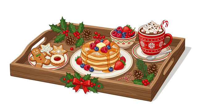 Christmas breakfast tray illustr&hellip; concept illustration with colorful elements for creative decoration and seasonal celebration isolated background