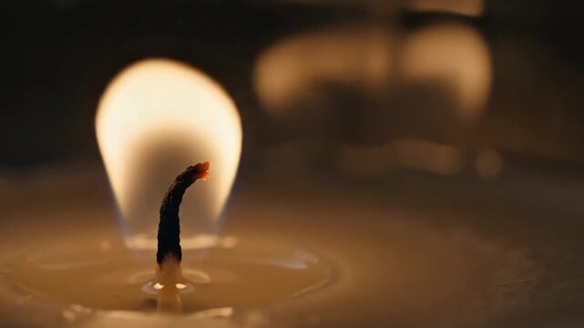 A Gentle Flame: The warm, soft glow of a lit candle's flame flickers in the darkness, creating an atmosphere of calm and reflection.