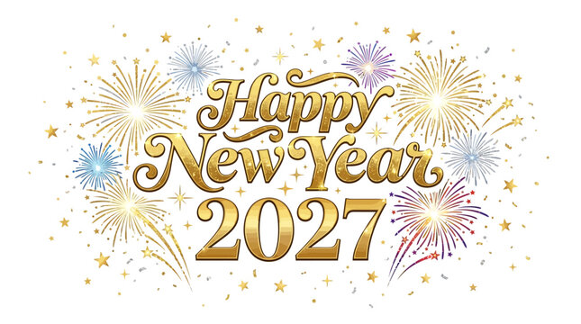 New year greeting design concept illustration with colorful elements for creative decoration and seasonal celebration isolated background