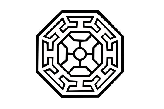 Octagonal Geometric Lattice and Framework Pattern on Black Background