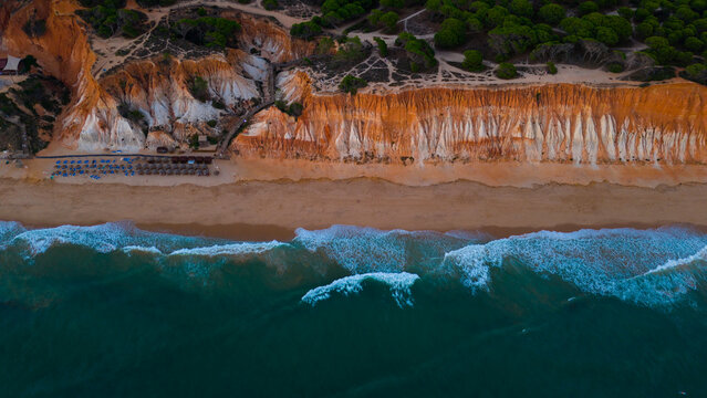 The Algarve Portugal Falesia beach beautiful sandy praia near Vilamoura and Albufeira
