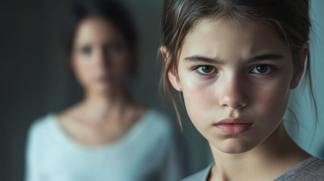 Upset Child with Concerned Mother in Emotional Family Moment