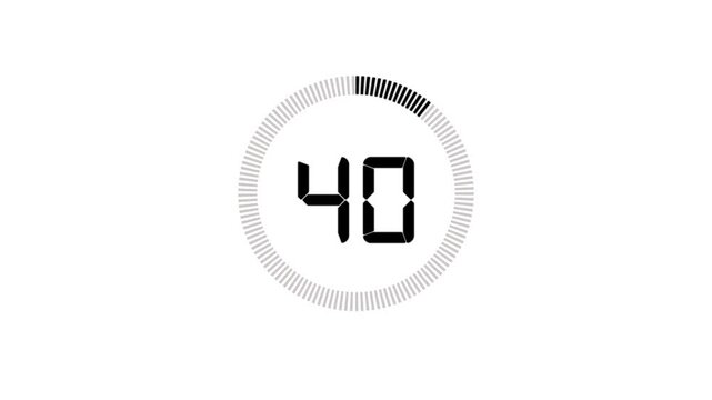 Minimal countdown timer animation from 45 to 0 seconds. Round circle 45 seconds countdown, Modern flat design with animation. High quality 4K video.