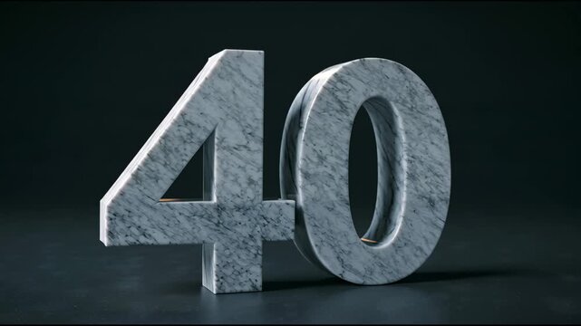 The video highlights the number 40, showing its design and texture as it rotates, revealing different perspectives and features.