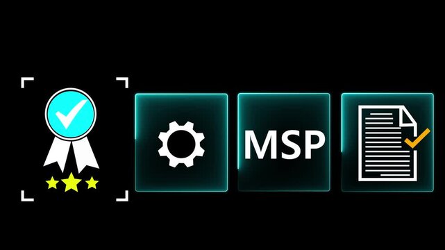 MSP Certification, Quality Assurance and Compliance Management Concept with Approved Document and Certification Badge Animation of 4k Motion Graphics Concept..