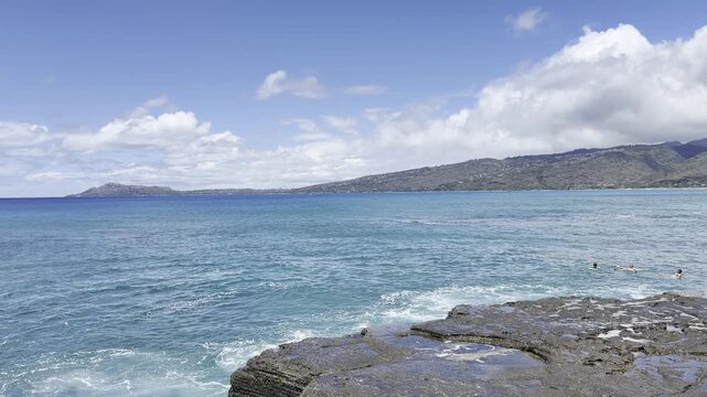 Tuff coast refers to a shoreline formed by tuff. China Walls / Koko Kai Beach Mini Park, East Honolulu, Oahu island, Hawaii.  Vent deposits, Koko member, Honolulu Volcanics.  Coastal erosion, Pacific