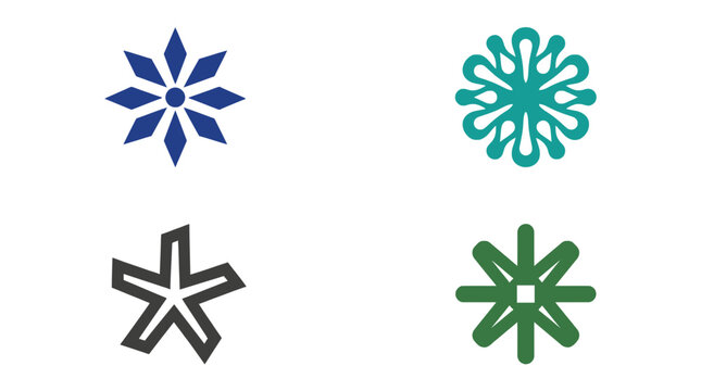 Abstract Geometric Star Icons - Set of Four Minimalist Vector Symbols