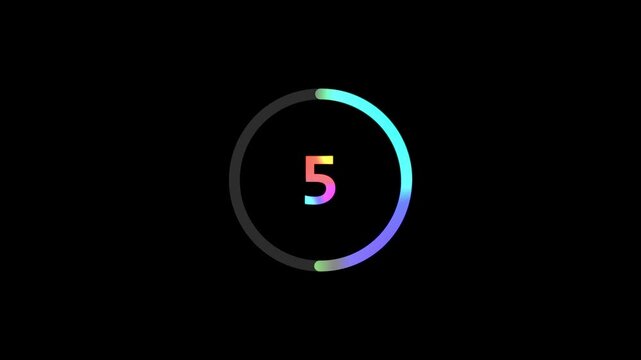 0 seconds digital timer countdown animation is isolated on black background. 10 sec countdown timer, a stopwatch animation with pie percentages