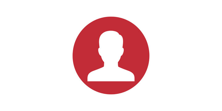 User profile photo avatar placeholder icon in red circle for accounts.