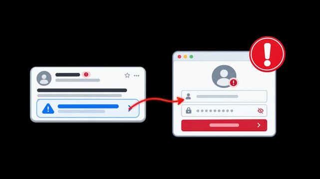 2D Motion Graphic of Cybersecurity Phishing Scam with Fake Login Link