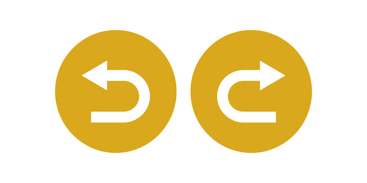 Circular undo and redo arrow buttons for digital history management.
