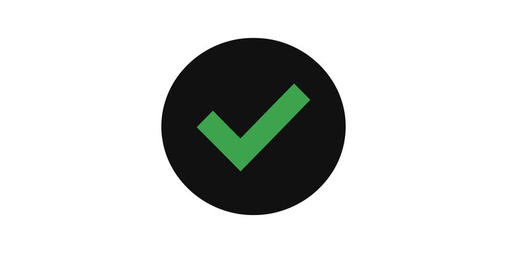 Green check mark in black circular button for correct verification.