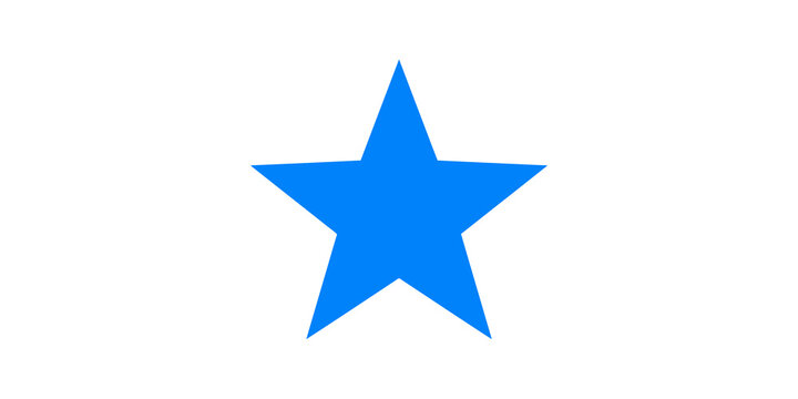 Bright blue five point star icon representing favorite digital bookmark.