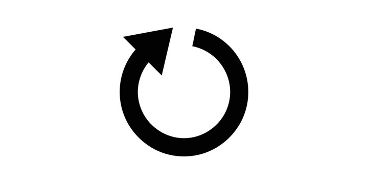 Black refresh arrow circular reload button for computer interface icon.
