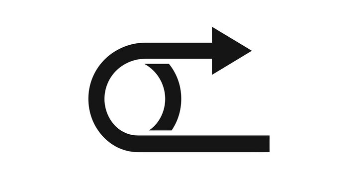 Black circular arrow loop flat icon for repeat process and rotation.