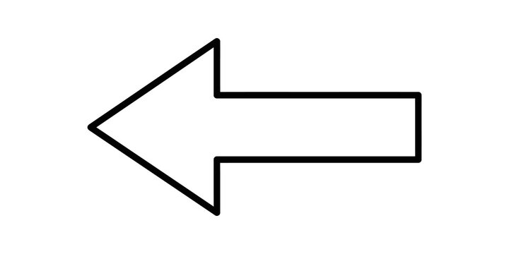 Left pointing black outline arrow for navigation and website design guide.