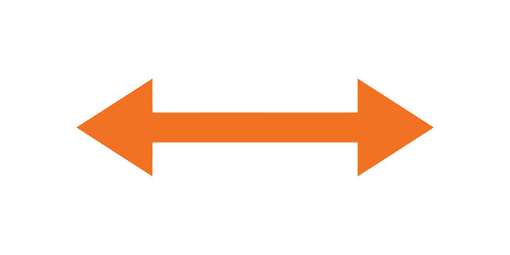 Orange horizontal double sided arrow pointing left and right online.